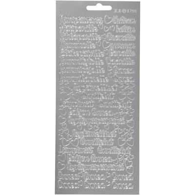 Creativ Company Stickers, nimipäivänä, vel 10x23 cm, zilver, 1 vel