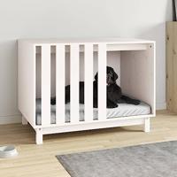 VidaXL Hondenhok 90x60x67 cm massief grenenhout wit - thumbnail