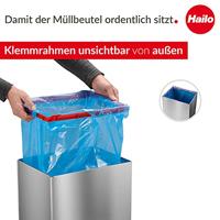 Hailo Bix-Box Swing XL 8602110 Afvalbak 52 l RVS (l x b x h) 260 x 339 x 763 mm Zilver, Zwart Met zelfsluitende zwenkdeksel 1 stuk(s) - thumbnail