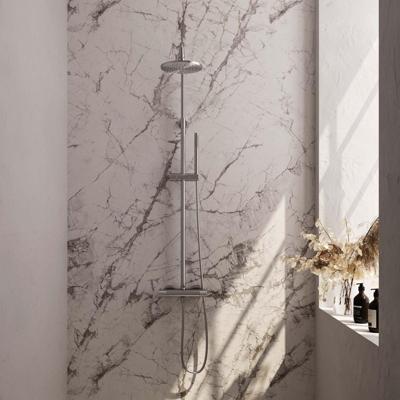 Brauer Brushed Carving Opbouw Thermostatische Regendoucheset - Hoofddouche 20 cm - Staafhanddouche - Doucheslang - Rvs Geborsteld Pvd