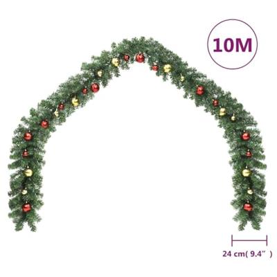 VidaXL Kerstslinger versierd met kerstballen en led-lampjes 10 m