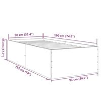 Bedframe bewerkt hout betongrijs 90x190 cm - thumbnail