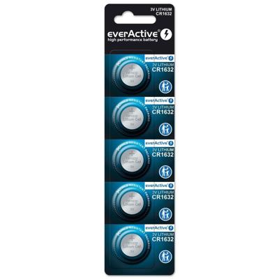 everActive CR1632 Lithium knoopcelbatterijen, 3 V, 5 stuks, krachtigste batterij, 10 jaar houdbaarheid, 5 stuks - 1 blisterkaart