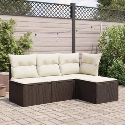 Tuinkruk met kussen 55x55x37 cm poly rattan bruin