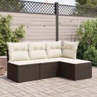 Tuinkruk met kussen 55x55x37 cm poly rattan bruin - thumbnail