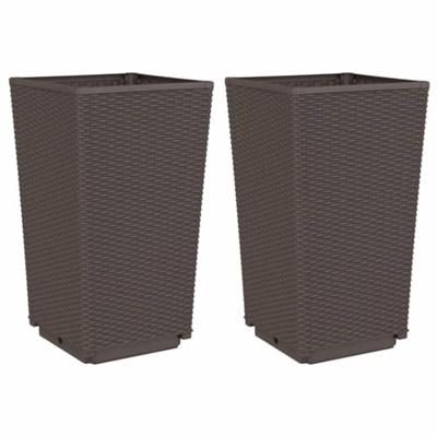 VidaXL Plantenbakken 2 st 32,5x32,5x57 cm polypropeen bruin