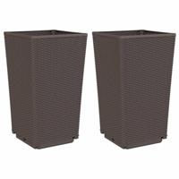 VidaXL Plantenbakken 2 st 32,5x32,5x57 cm polypropeen bruin - thumbnail
