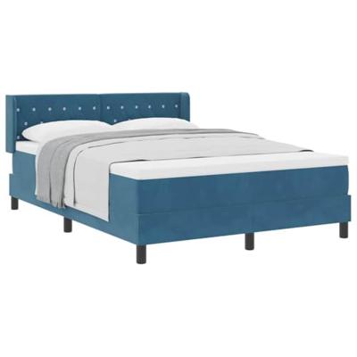 Boxspringbed met Matras Zwart 100x200 cm Fluweel Donkerblauw