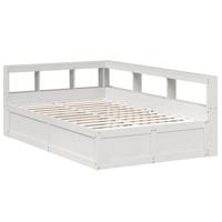 Bed met boekenkast zonder matras grenenhout wit 120x190 cm - thumbnail