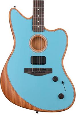 Fender Acoustasonic Player Jazzmaster Ice Blue elektrisch-akoestische gitaar met gigbag