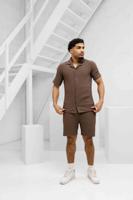 Malelions Ribbed Camp Collar Zomerset Heren Bruin - Maat S - Kleur: Bruin | Soccerfanshop - thumbnail