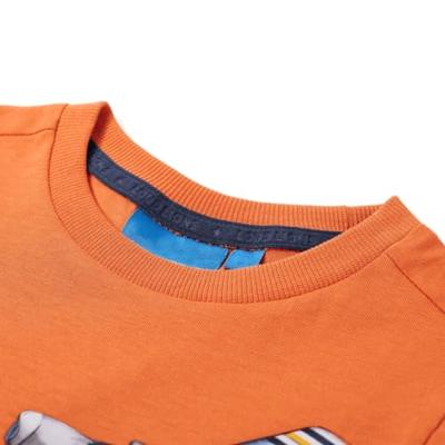 Kindershirt met lange mouwen vliegtuigprint 104 donkeroranje - thumbnail