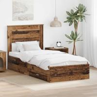 Bedframe met lade met hoofdeinde met opslag Bewerkt hout - thumbnail
