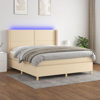 Boxspring met matras en LED stof crèmekleurig 180x200 cm
