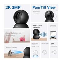 Tapo C211-2K Pan/Tilt beveiligingscamera voor babyfoon, huisdiercamera, bewegingsdetectie en tracking, werkt met Alexa en Google - thumbnail