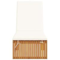 Ligstoel met kussen Bruin 200 x 55 x 94cm Massief acaciahout - thumbnail