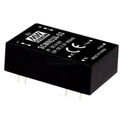 MEAN WELL SCWN03E-12 DC/DC-convertermodule 250 mA 3 W Aantal uitgangen: 1 x Inhoud 1 stuk(s)