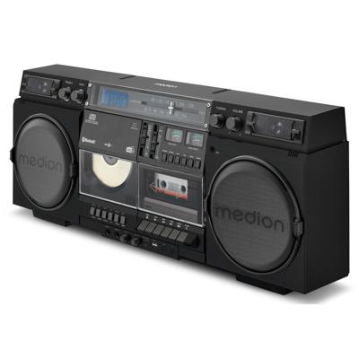 Ghetto Blaster - MEDION - Vintage - DAB+ - CD/Cassette/USB/MP3 - 2x10W RMS - Zwart - thumbnail