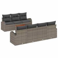 Tuinbankenset met kussen 8 pcs Grijs poly rattan - thumbnail