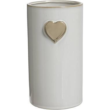 Vaas Hart - off-white - keramiek - 24xØ14,5 cm - Leen Bakker