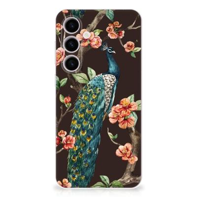 Samsung Galaxy S24 Plus | TPU Hoesje | Pauw met Bloemen Samsung Galaxy S24 Plus | TPU Hoesje | Pauw met Bloemen