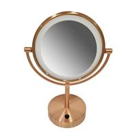 Wiesbaden Scheerspiegel Met LED Verlichting 20 cm Staand 5x Vergrotend Geborsteld Koper - thumbnail