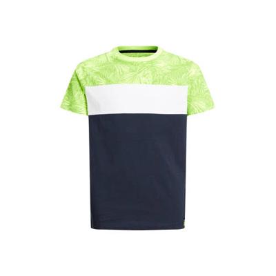 WE Fashion T-shirt neon geel/wit/donkerblauw WE Fashion T-shirt neon geel/wit/donkerblauw