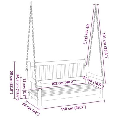 Schommelbank Bruin 110 x 56 x 58.5 cm Massief Acaciahout