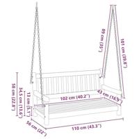 Schommelbank Bruin 110 x 56 x 58.5 cm Massief Acaciahout - thumbnail