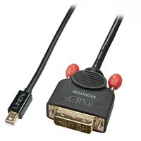 LINDY 41951 DisplayPort-kabel Mini-displayport / DVI Adapterkabel Mini DisplayPort-stekker, DVI-D 18+1-polige stekker 1.00 m Zwart - thumbnail