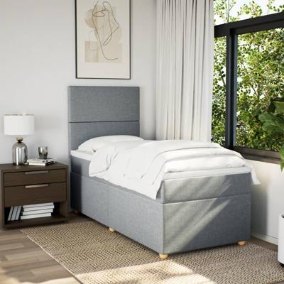 Boxspring met matras stof lichtgrijs 140x190 cm - thumbnail
