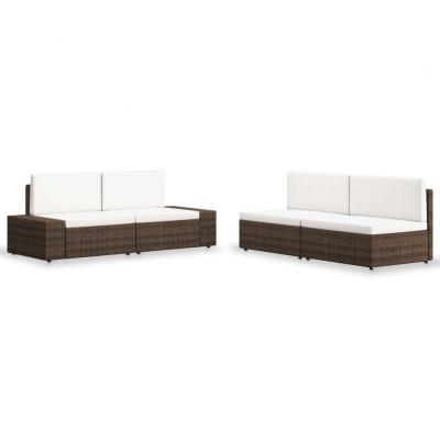 4-delige Loungeset poly rattan bruin