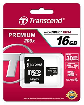 Transcend Premium microSDHC-kaart Industrial 16 GB Class 10, UHS-I Incl. SD-adapter