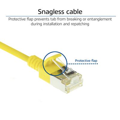 ACT DC7801 LSZH U/FTP CAT6A Datacenter Slimline Patchkabel Snagless | RJ45 Connectoren | Geel | 1 meter