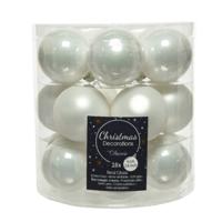 Decoris kerstballen glas winterwit 4cm 18st - thumbnail