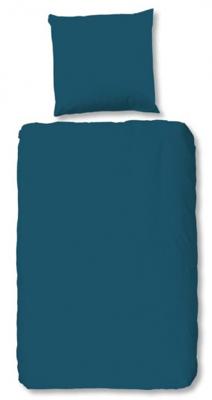 HIP Dekbedovertrek "uni dessin" - Petrol - (135x200 cm) - Katoen Satijn
