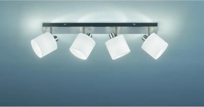 Trio PlafondspotTommy 4-lichts RVS met wit - R80334001