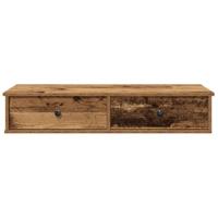Wandschap met lades 100x37,5x19 cm bewerkt hout oud houtkleurig - thumbnail