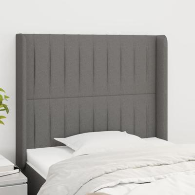 Hoofdbord met randen 103x16x118/128 cm stof donkergrijs