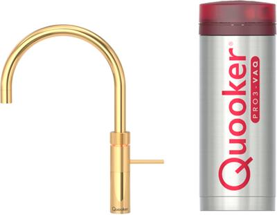 Quooker Fusion round met PRO3 boiler met PRO3 boiler 3-in-1 kokend water kraan Goud