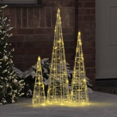 VidaXL Kerstboom met 90 led 3 pcs warmwit 20 x 20 x 80 cm acryl