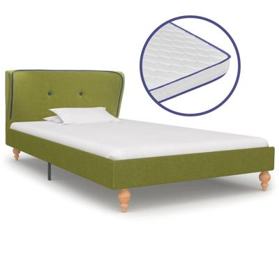 vidaXL Bed met traagschuim matras stof groen 90x200 cm vidaXL Bed met traagschuim matras stof groen 90x200 cm