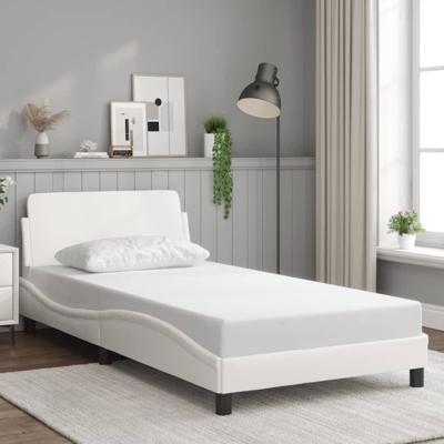 Bedframe met hoofdbord kunstleer wit 100x200 cm