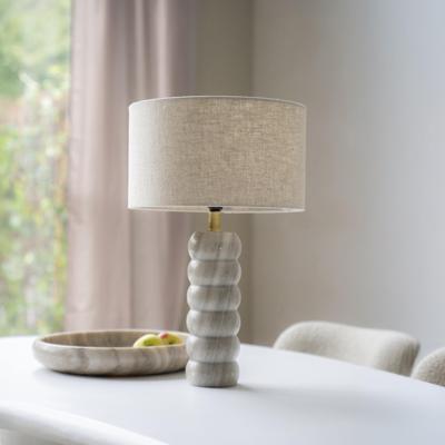 By-Boo Tafellamp 'Patron' Marmer en Linnen, 55cm