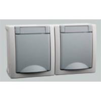 VIKO 90591088-DE Pacific Wandcontactdoos dubbel spatwaterdicht Grijs 1 stuk(s) - thumbnail
