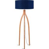 Good&Mojo Vloerlamp 'Annapurna' Bamboe en Eco linnen, kleur Denimblauw - thumbnail