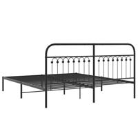Bedframe met hoofdbord metaal zwart 183x203 cm - thumbnail