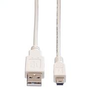VALUE USB 2.0 kabel, type A - 5-Pin Mini, Typ A 5 Pin Mini , wit, 1,8 m - thumbnail