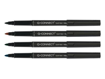 Q-CONNECT OHP marker, permanent, medium, set van 4 stuks in geassorteerde kleuren