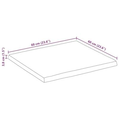 Tafelblad vierkant natuurlijke rand 60x60x3,8 cm acaciahout